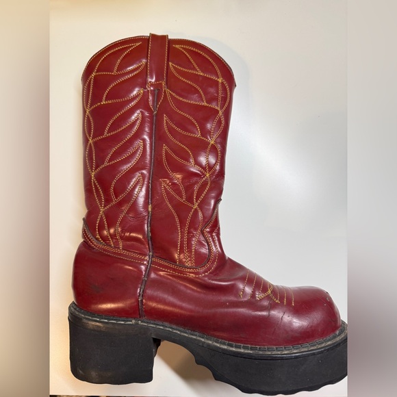 John Fluevog Red Flame Platform Cowboy Boots 8.5 READ - Picture 5 of 12